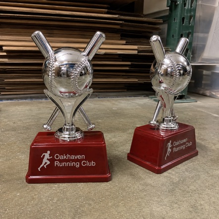 Custom printed baseball trophies in bulk