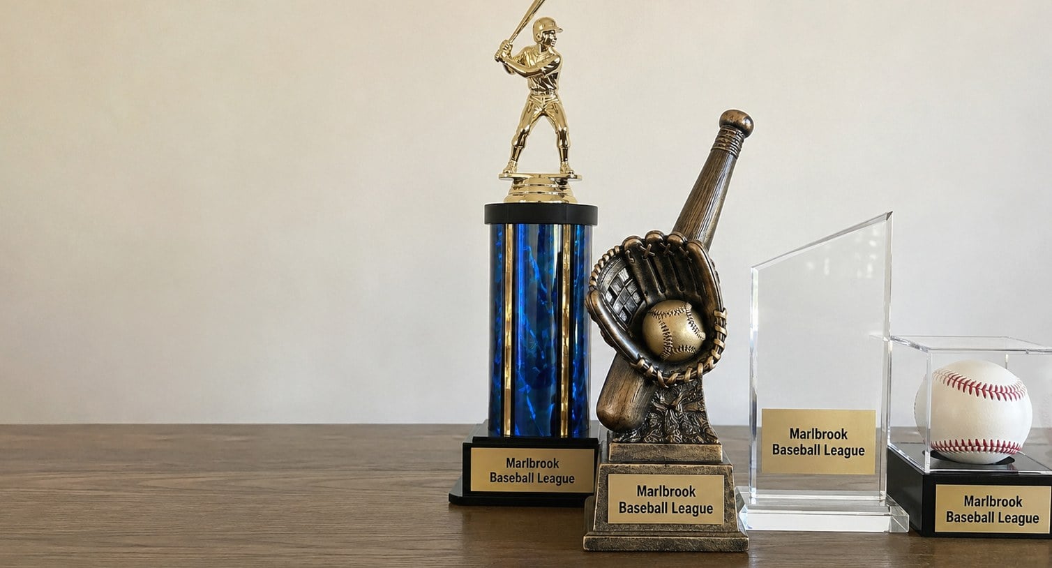 Custom printed baseball trophies with logo