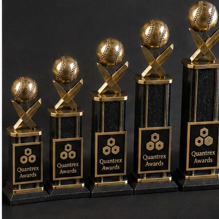 Promotional custom baseball trophies with company logo